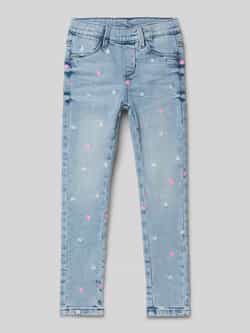 s.Oliver RED LABEL Skinny fit jeans van katoenmix met geborduurd hart model 'TREGGINGS'