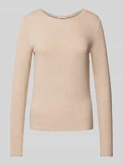 Opus Shirt met lange mouwen en geribde ronde hals model 'Sulikko'
