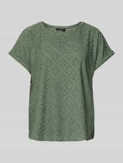 Vero Moda Relaxed fit T-shirt met broderie anglaise model 'TASSA'