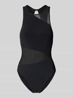 slim fit badpak met semitransparante delen