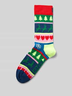 Happy Socks Sokken met labelstitching model 'Christmas Stripe'