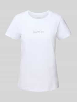 Calvin Klein Jeans Witte Katoenen T-shirt met Korte Mouwen White Dames