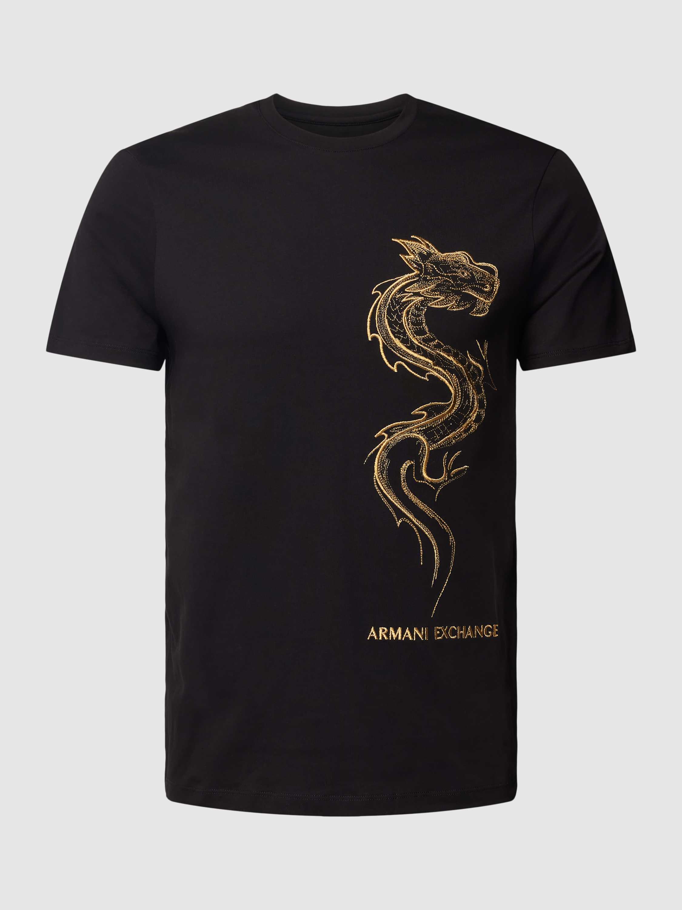 Armani Exchange T-shirt met motiefstitching model 'Chinese Big Dragon'