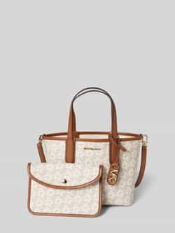 Michael Kors Bedrukte canvas handtas met leren afwerking White Dames