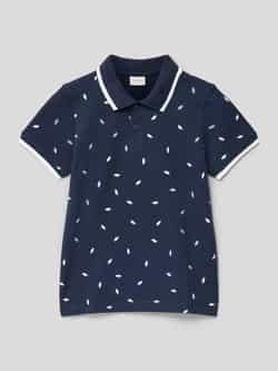 S.Oliver polo met all over print donkerblauw wit Jongens Katoen Polokraag 104 110