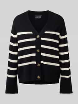 Pieces Regular fit gebreid jack met streepmotief model 'SIA'