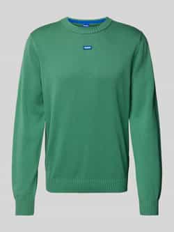 Hugo Blue Gebreide pullover met logostitching model 'San Cosmo'