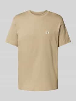CALVIN KLEIN Heren Polo's & T-shirts Woven Label Regular Tee Beige