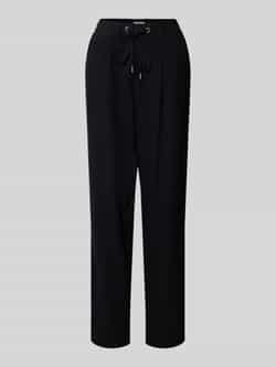 QS 'Tapered Fit linnen broek met tunnelkoord