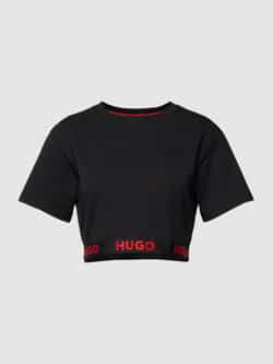 HUGO Kort T-shirt met labelzoom