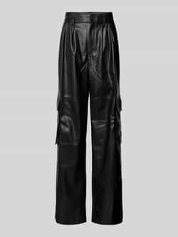 Hugo Blue Regular fit cargobroek in leerlook model 'Hadefi'