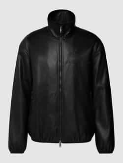 Armani Exchange Zwarte Eco Leren Jas met Rits Black Heren