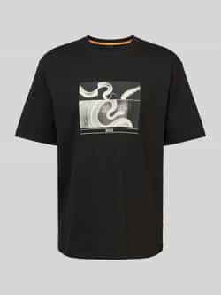 Hugo Boss Katoenen Ronde Hals T-shirt Zwart Black Heren
