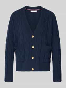 Tommy Hilfiger Vest SOFT WOOL CABLE CARDIGAN met kabelpatroon van zuivere wol