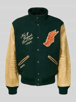 Polo Ralph Lauren Collegejack van wolmix met stitchings model 'BROKEN'