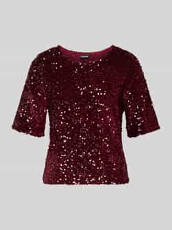 Pieces Regular fit T-shirt met pailletten model 'KAM'