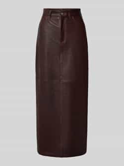 Ivy Oak Maxirok in leerlook met loopsplit model 'LISANNE'