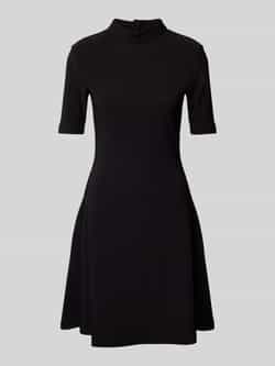 Hugo Boss Geribbeld Jersey Jurk met Opstaande Kraag Black Dames