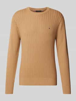 Tommy Hilfiger Bruine Crewneck Sweater Visgraatpatroon Brown Heren