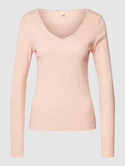 QS Shirt met lange mouwen met afgeronde V-hals