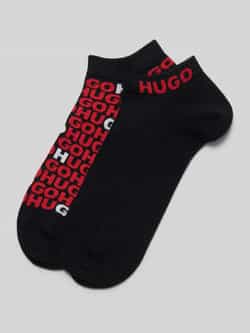 HUGO Sneakersokken met labeldetail in een set van 2 paar
