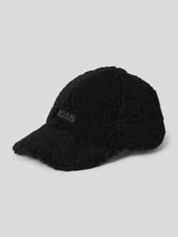 Hugo Boss Shearling Synthetische Pet met Geborduurd Logo Patch Black Heren