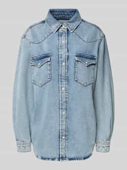 Marc O'Polo DENIM Relaxed fit jeansblouse van een mix van katoen en brandnetelvezels