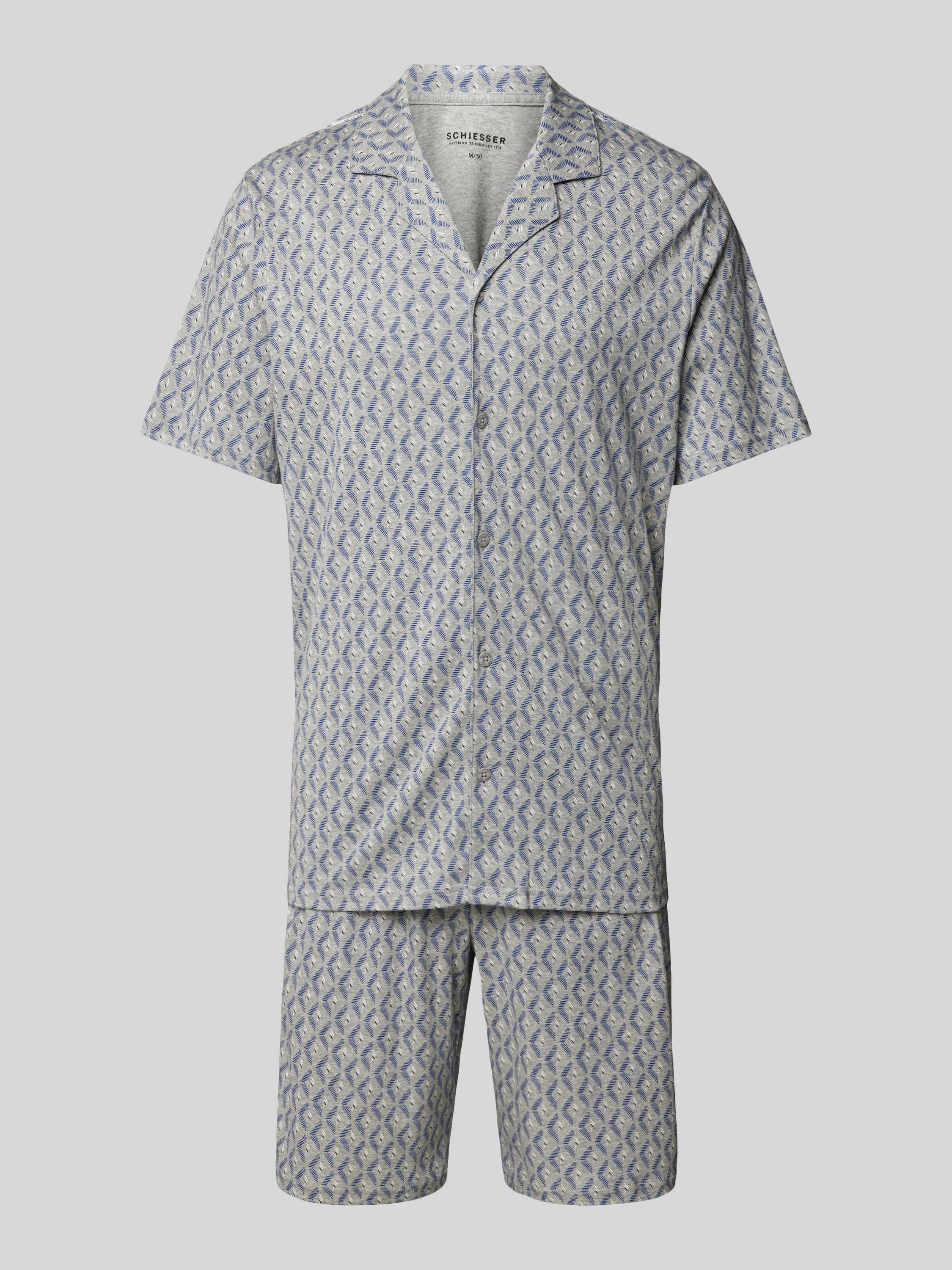 Schiesser Pyjama met all-over motief model 'Fine Interlock'