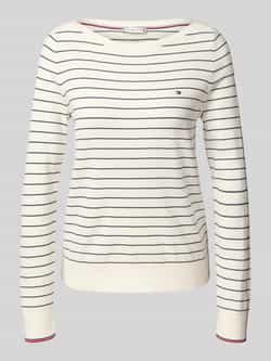 Tommy Hilfiger Gebreide trui CO JERSEY STITCH BOAT-NK SWEATER met -merklabel op de mouw