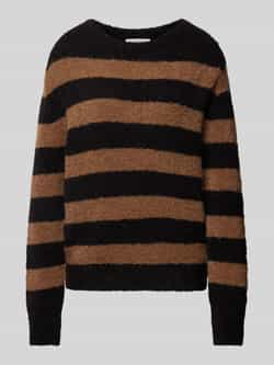 Marc O'Polo Regular fit gestreepte bouclé pullover van een mix van scheerwol en alpacawol