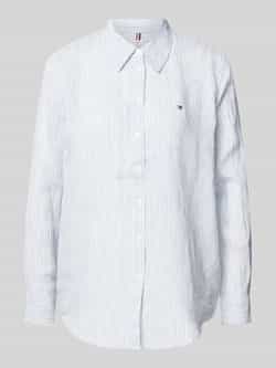 Tommy Hilfiger Overhemdblouse LINEN STP RELAXED SHIRT LS met logoborduursel op borsthoogte