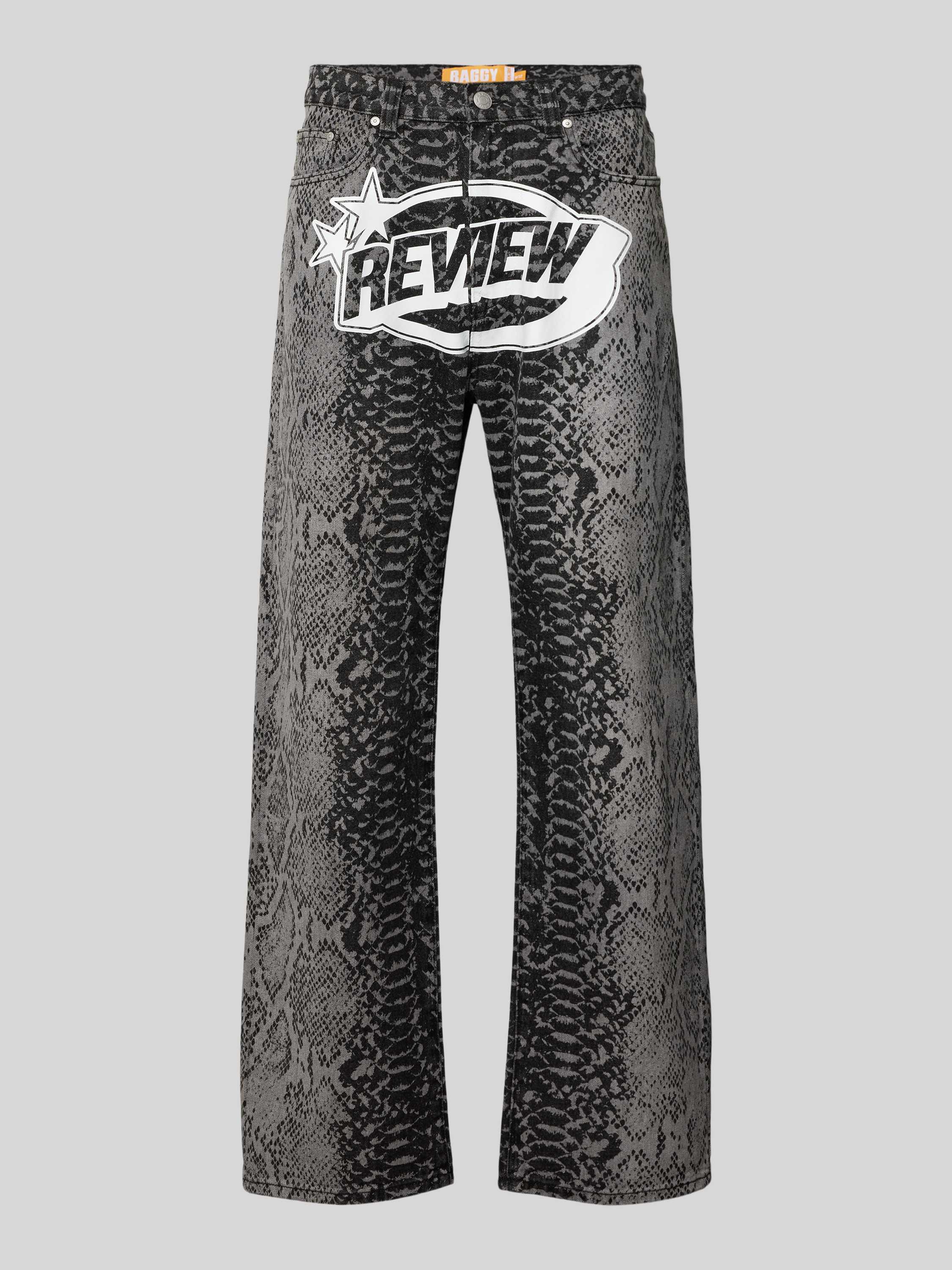 REVIEW Baggy fit jeans met labelprint