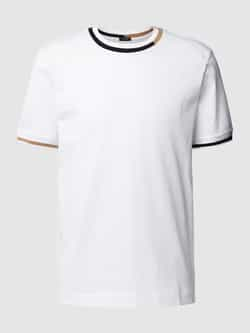 Boss Black Witte Katoenen T-shirt met Contrasterende Details White Heren