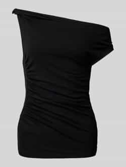 My Essential Wardrobe Elegante One-Shoulder Zwarte Top Blouse Black Dames