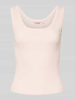 Guess Geribbelde tanktop met strass logo Pink Dames