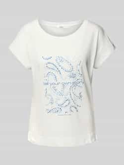 s.Oliver RED LABEL Relaxed fit T-shirt van een mix van katoen en viscose met artworkprint
