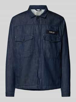 Replay Regular fit jeansoverhemd met borstzakken en labeldetail