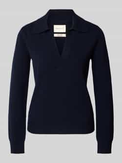 Gant Gebreide pullover van wol met platte kraag en V-hals