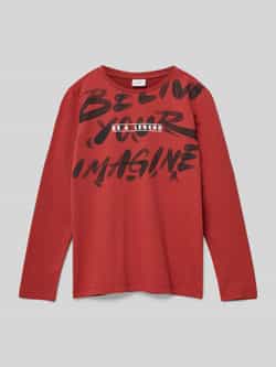S.Oliver RED LABEL Regular fit shirt met lange mouwen van puur katoen met dubbele tekstprint