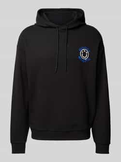 Hugo Blue Hoodie met label- en motiefprint model 'Nothentico'