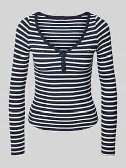 TOMMY JEANS Shirt met lange mouwen TJW SLIM HENLEY WAFFLE LS