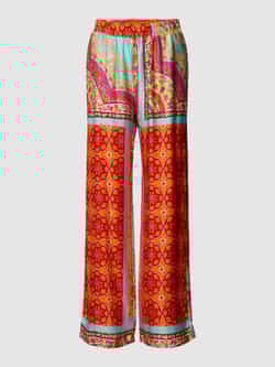 Milano italy Broek van viscose met all-over motief model 'Palazzo'