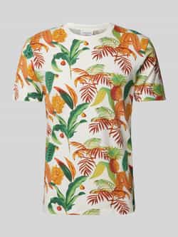 Lindbergh T-shirt met all-over motief model 'oasis'