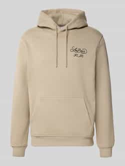 Les Deux Hoodie met labelprint en kangoeroezak