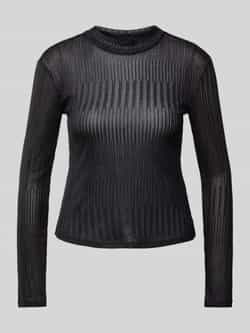 Pieces Slim fit shirt met lange mouwen van glitterstof model 'ROCKY'