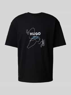 Hugo Blue Oversized T-shirt van viscose model 'Nabion'
