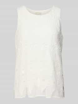 Apricot Blousetop in effen design met broderie anglaise