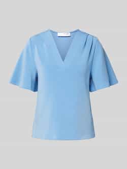 Selected Femme Korte Mouw V-Hals Blouse Top Blue Dames