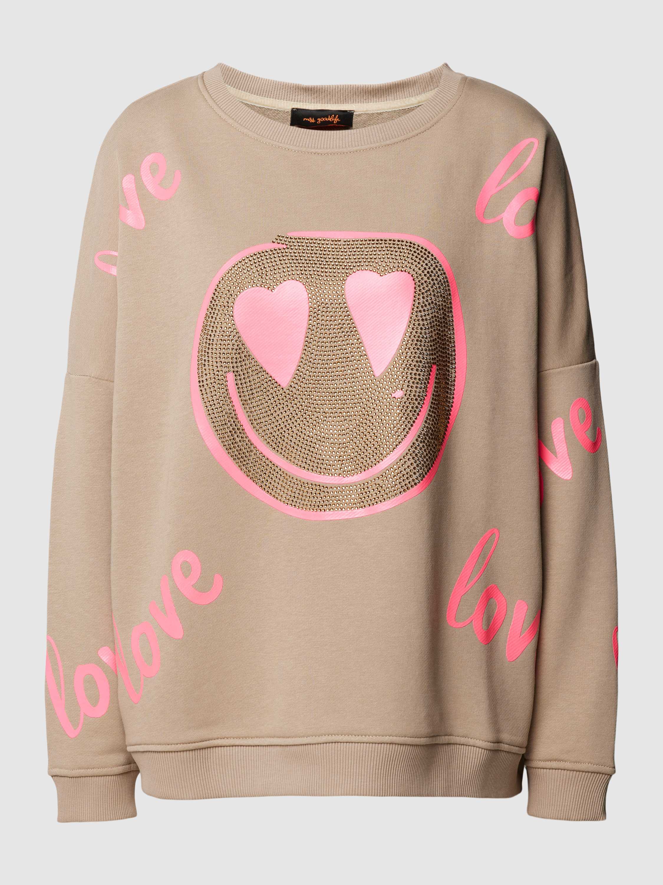 Miss goodlife Oversized sweatshirt met strass-steentjes model 'LOVE'