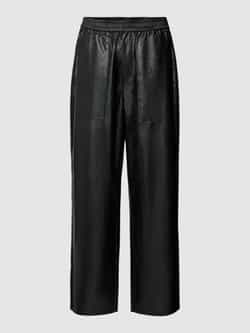 Oui Broek van viscose in leerlook